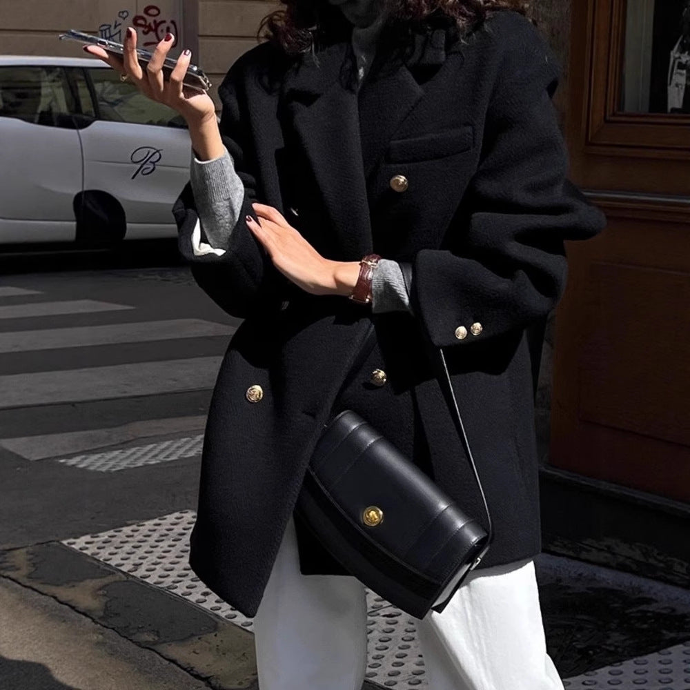 Damen Modischer Oversized-Blazer mit goldenen Knöpfen Shop Nory