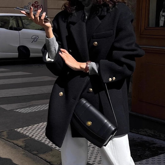 Damen Modischer Oversized-Blazer mit goldenen Knöpfen Shop Nory