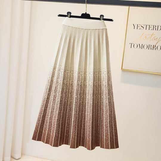 Damen Eleganter Plissee-Rock mit kontrastierenden Streifen Shop Nory