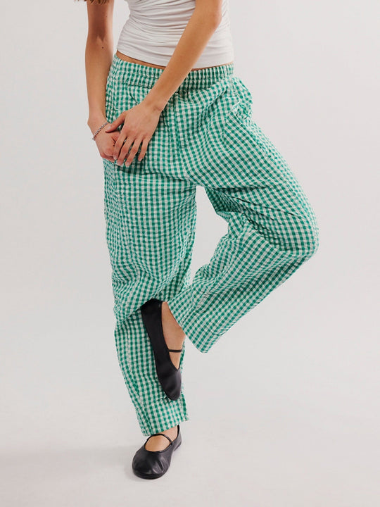 Karo BaumwollgewShopnoryte Lässige College-Style Bubble-Hosen