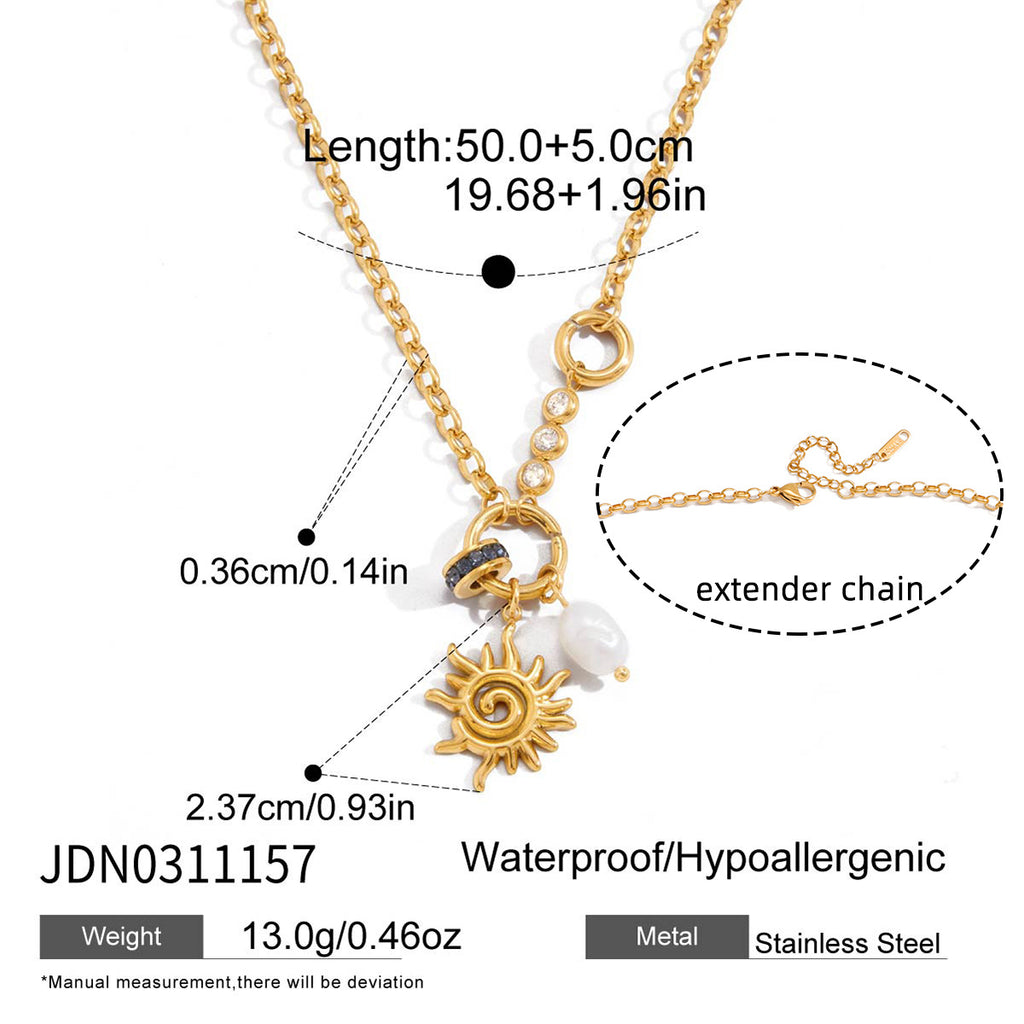 Damen Halskette mit Sonne und Swarovski-Steinen Shop Nory