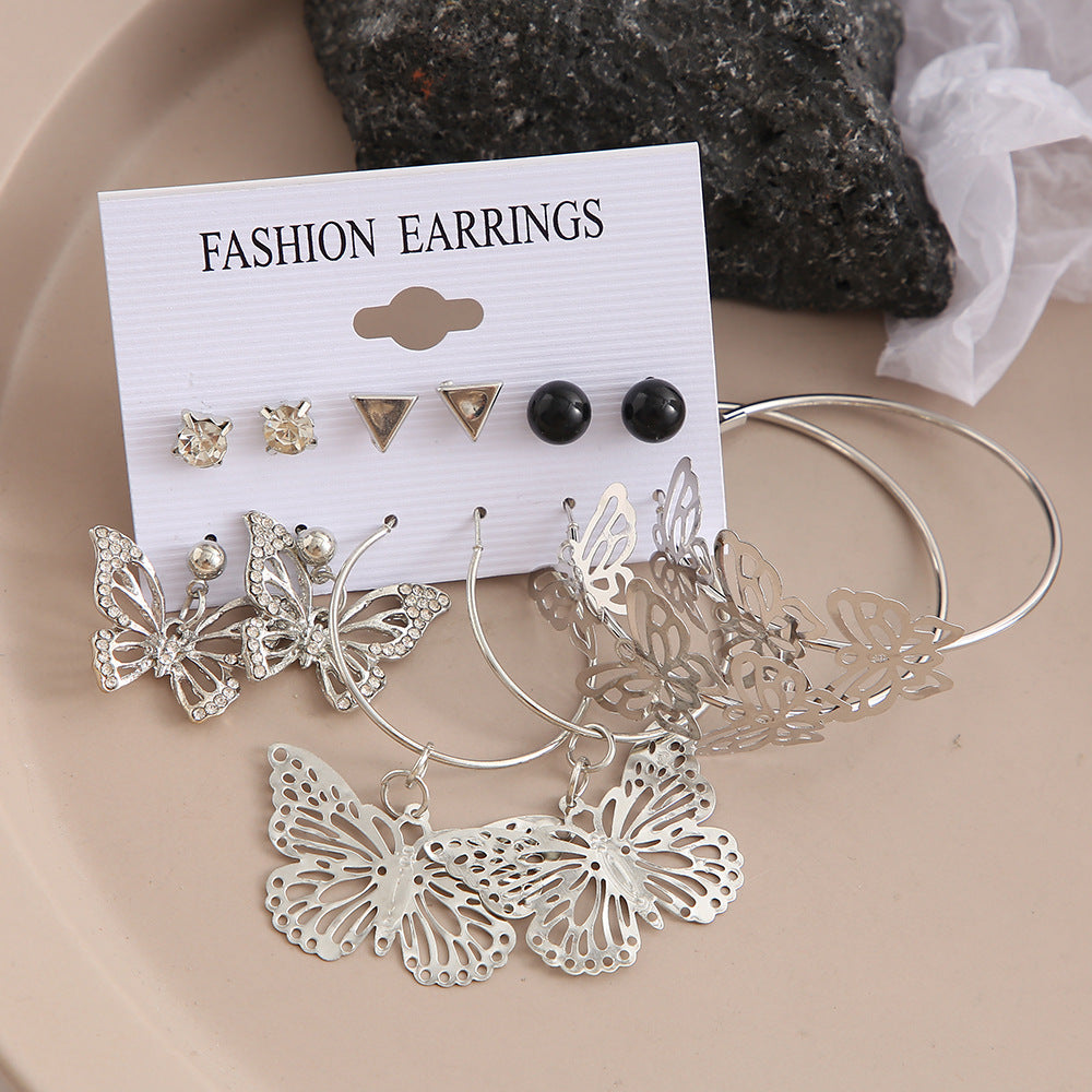 Damen Ohrringe-Set mit funkelnden Schmetterlings- und geometrischen Designs Shop Nory
