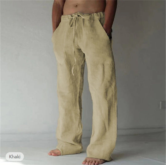 Herren Leinenhose mit weitem Schnitt Kordelzug und Seitentaschen Shop Nory
