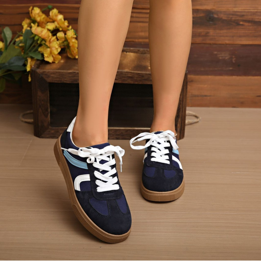 Damen niedrige Retro‑Sneaker aus Velours‑ und Textilmix mit profiliertem Gumsohle Shop Nory