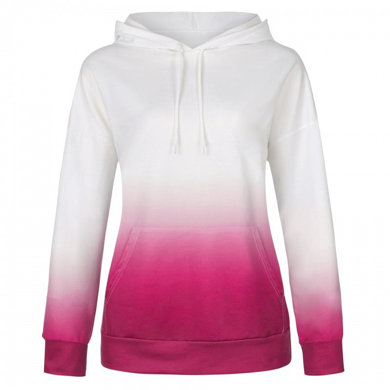 Damen Oversize Kapuzenpullover mit Dip-Dye Farbverlauf und Kängurutasche Shop Nory