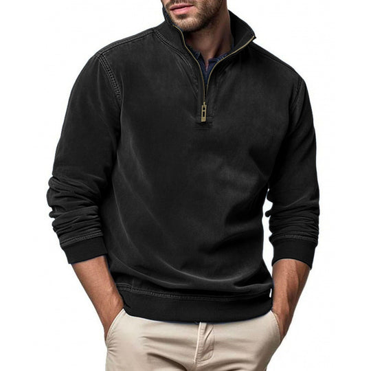 Herren Halbzip Sweatshirt mit Stehkragen und Rippbündchen Shop Nory