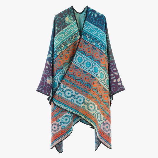 Damen Jacquard-Kimono-Überwurf im Ornament-Patchwork Stil Shop Nory