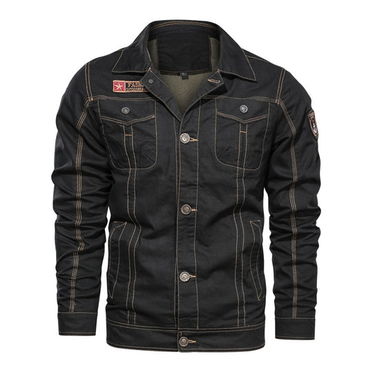 Herren Leichte Canvas-Fieldjacke im Military-Cut mit kontrastierenden Steppnähten und Brustpattentaschen Shop Nory