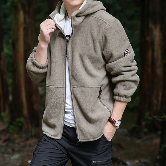 Herren Outdoor-Fleecejacke mit Kapuze, durchgehendem Reißverschluss und Reißverschlusstaschen Shop Nory
