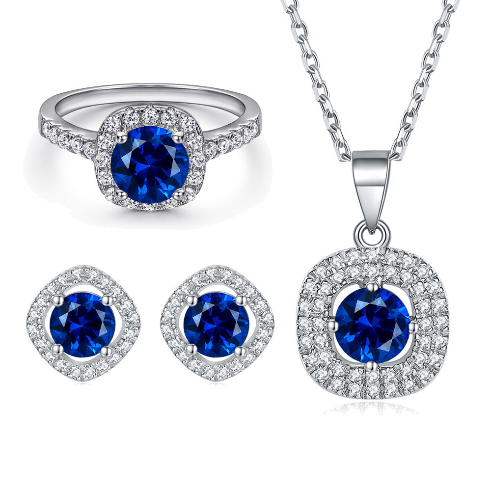 Damen Verlobungsring mit elegantem quadratischem Aquamarin und Zirkonia-Besatz Shop Nory