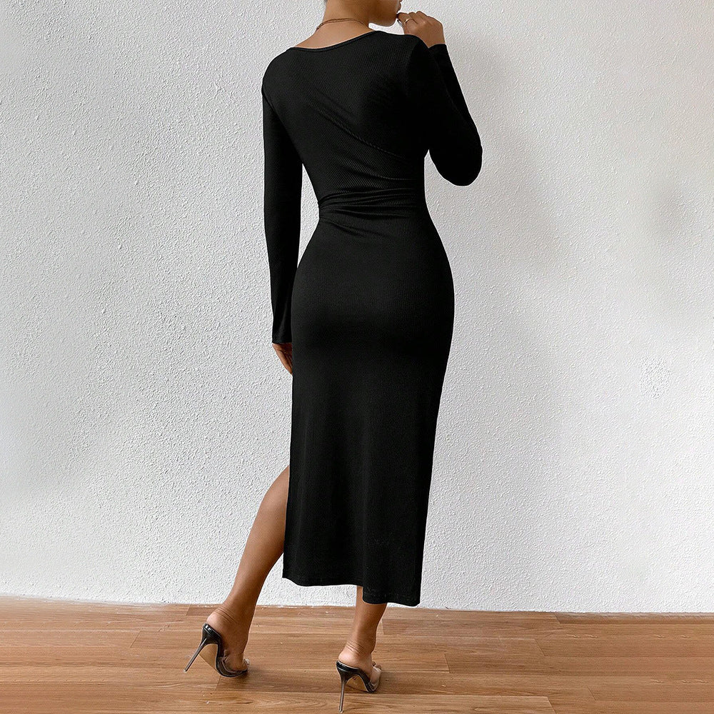 Damen geripptes Midikleid mit herzförmigem Bustier, Tunnelzug‑Bindung und hohem Seitenschlitz Shop Nory