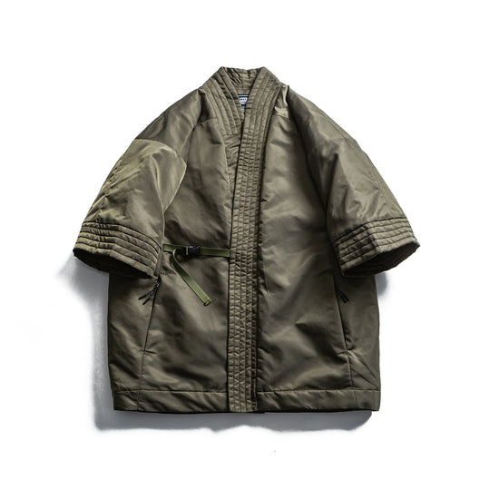 Unisex Gepolsterte Kimono-Jacke mit kurzem Ärmel und Taillengürtel Shop Nory