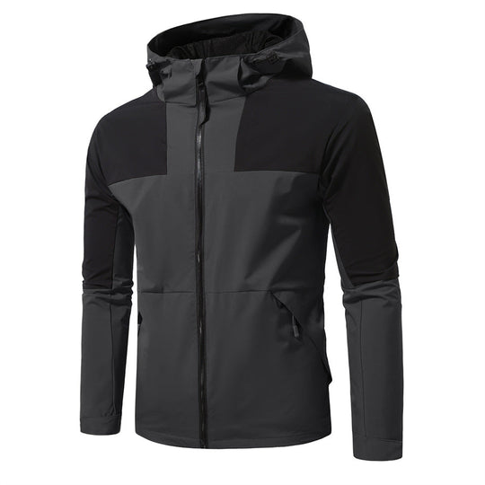 Herren Windbreaker Jacke mit verstellbarem Kapuzenkragen und seitlichen Taschen