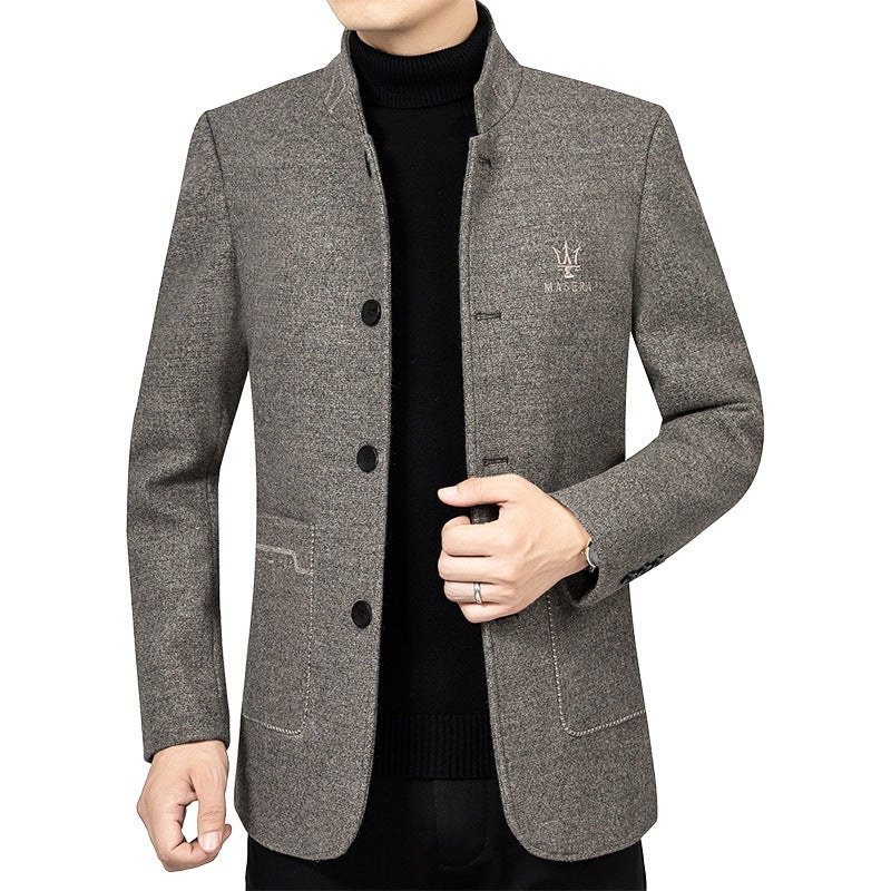 Herren Kurzmantel mit Stehkragen und aufgesetzten Taschen aus Wollmischung Shop Nory