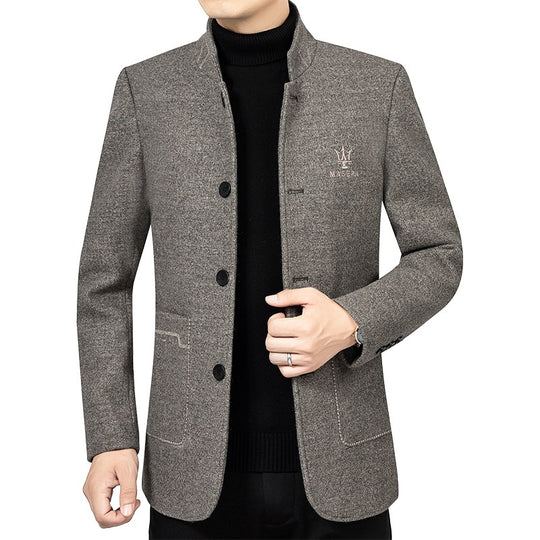 Herren Kurzmantel mit Stehkragen und aufgesetzten Taschen aus Wollmischung Shop Nory