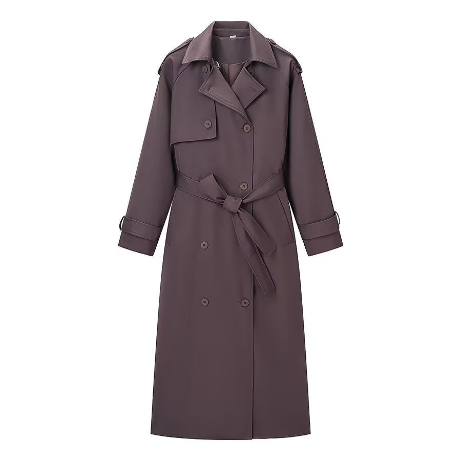 Damen Langer Taillierter Trenchcoat mit Bindegürtel und Doppelreihe Shop Nory