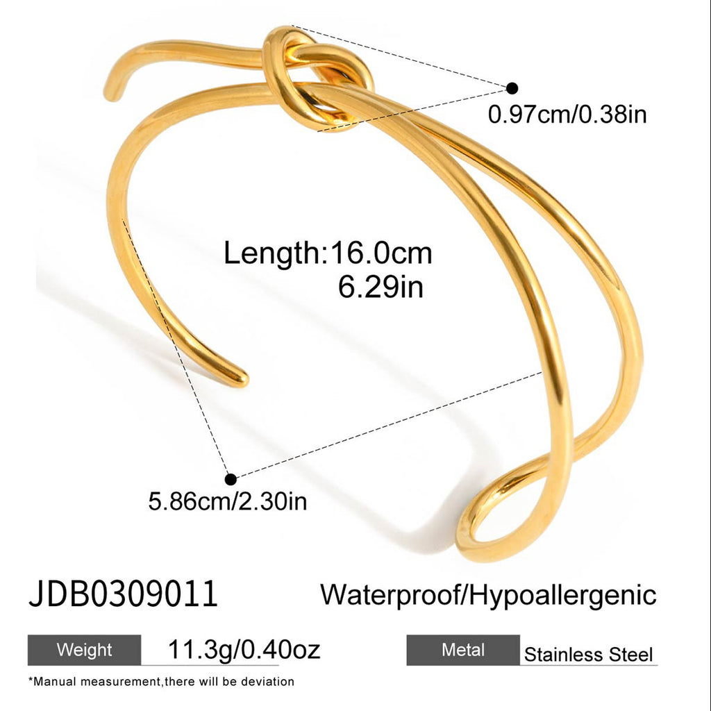 Damen Offenes Armband aus hypoallergenem Edelstahl mit elegantem Knoten-Design Shop Nory