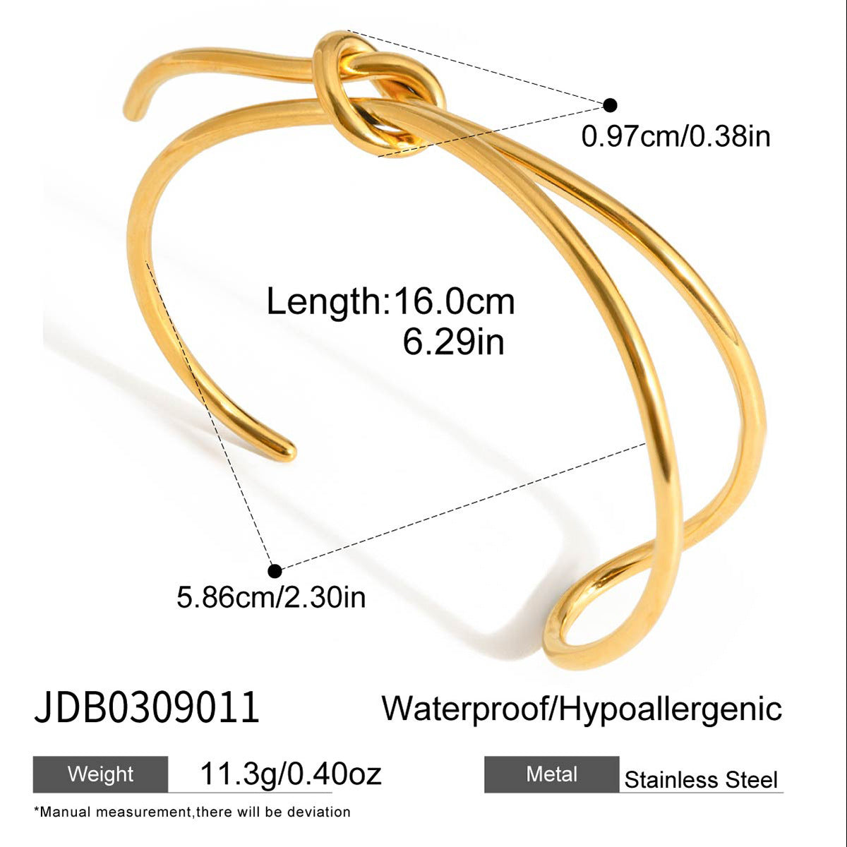Damen Offenes Armband aus hypoallergenem Edelstahl mit elegantem Knoten-Design Shop Nory