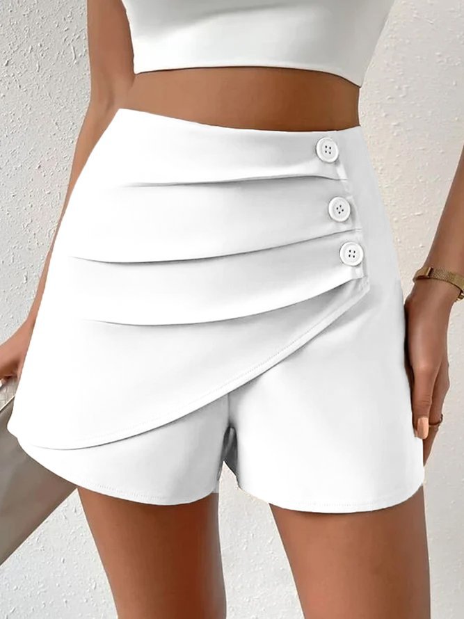 Damen Modische Shorts mit Drapierung und Knopfdetails