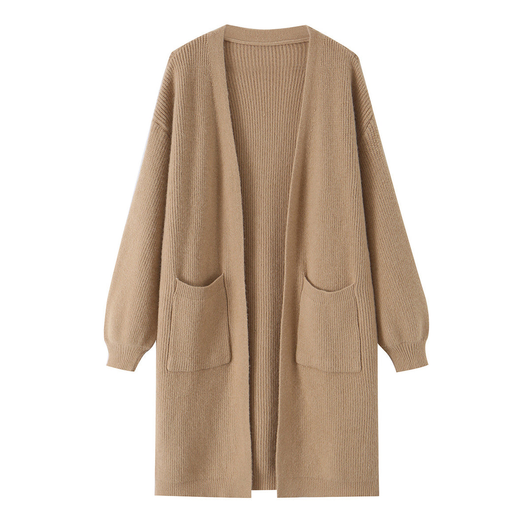 Damen Langer Oversize Strickcardigan mit aufgesetzten Taschen Shop Nory