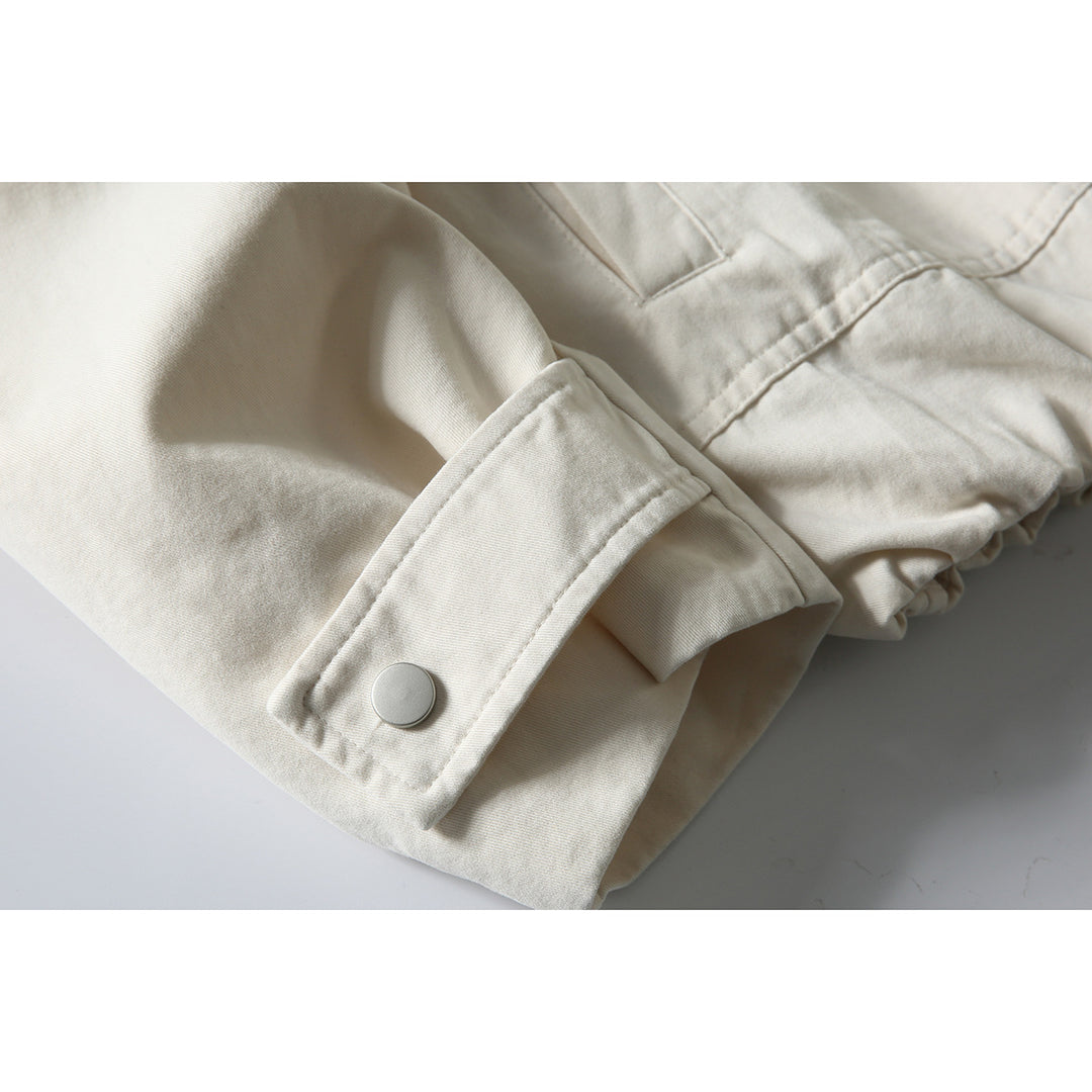 Herren Kurz geschnittene Boxy‑Blousonjacke mit Lederimitat‑Kragen, Tunnelzugsaum und Druckknopfmanschetten Shop Nory