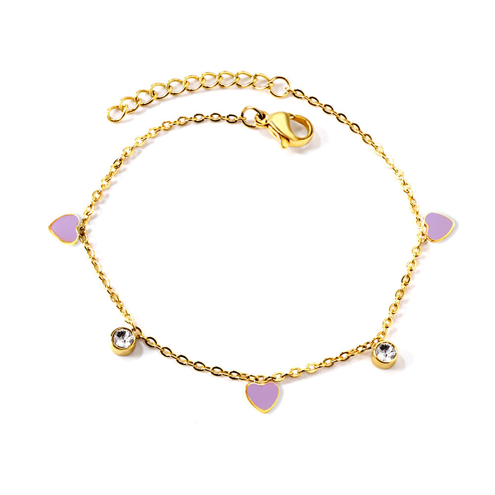 Damen zartes Armband mit herzförmigen Akzenten und funkelnden Kristallen Shop Nory