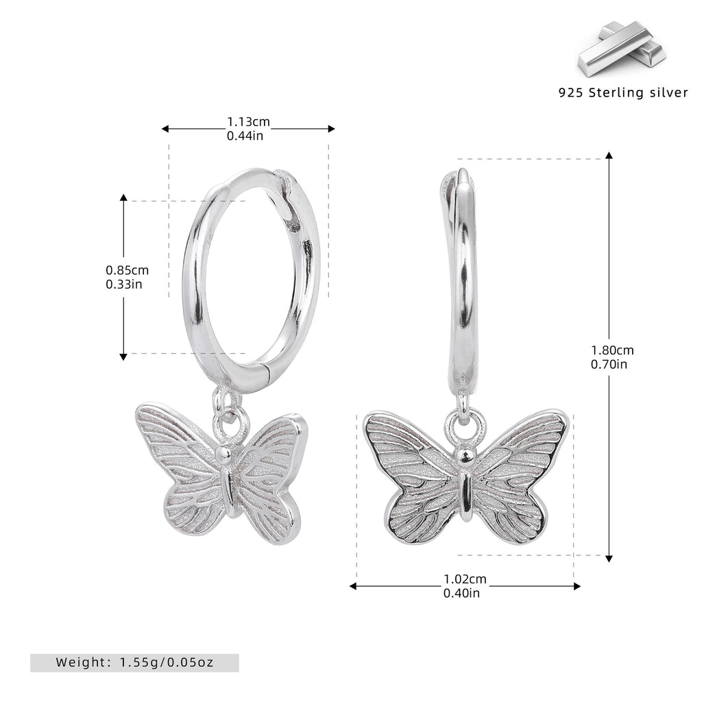 Damen Ohrhänger mit filigranem Schmetterlingsanhänger aus hochwertigem 925 Sterling Silber Shop Nory