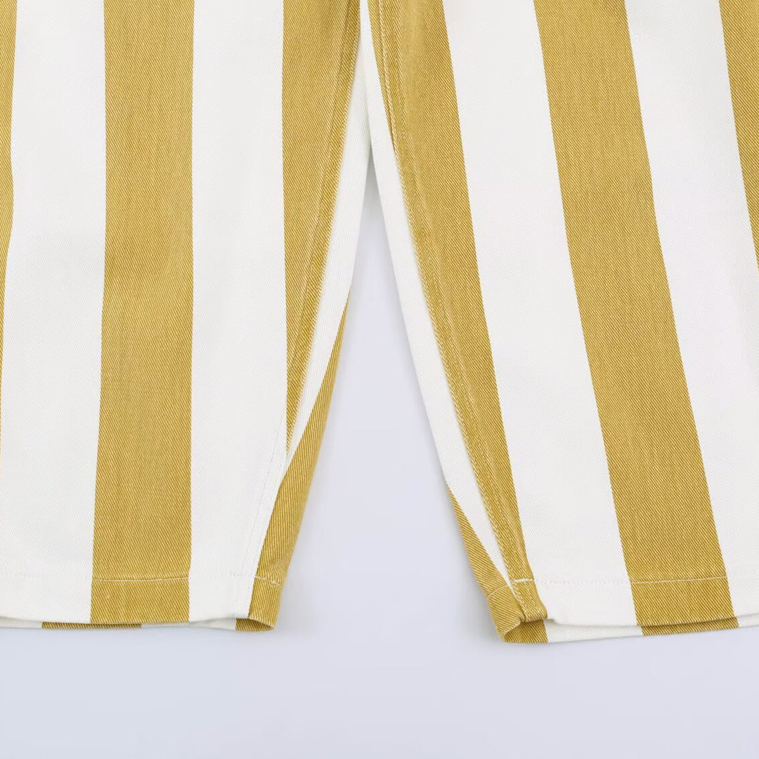 Damen Gestreifte Highwaist Fünf-Taschen-Hose mit geradem Bein Shop Nory