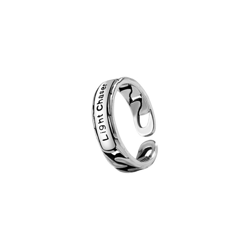 Damen Offener Ring mit kunstvollem Schriftzug und geschwungenem Design Shop Nory