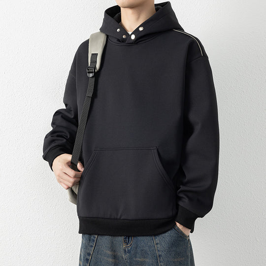 Herren Oversize-Kapuzenpullover mit Kängurutasche & Druckknopf-Hals Shop Nory
