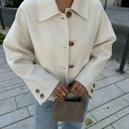 Damen Kurzmantel aus Woll-Mix mit Oversize‑Silhouette und verdeckter Knopfleiste Shop Nory