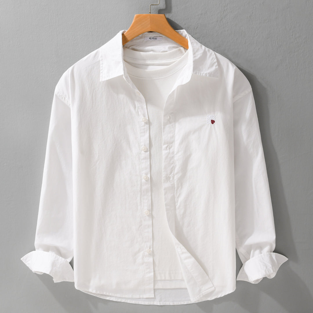 Herren Leichtes Baumwolloverhemd mit Kentkragen und dezenter Logo‑Stickerei Shop Nory