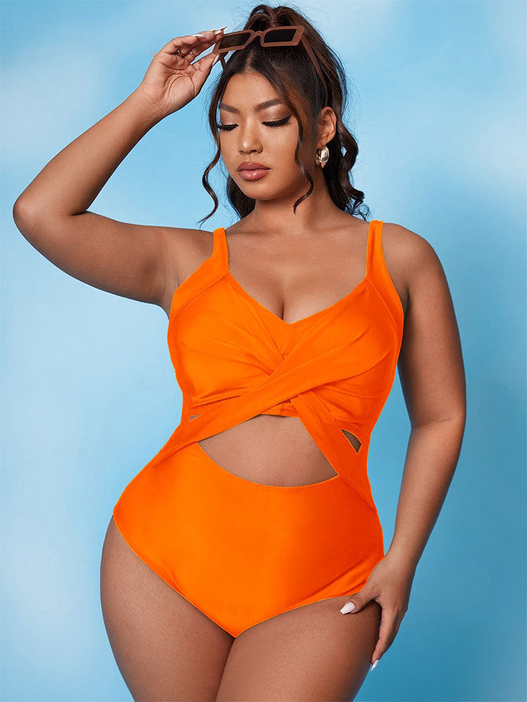 Damen Cut-Out Badeanzug mit Wickeldesign und stützendem Schnitt Shopnory