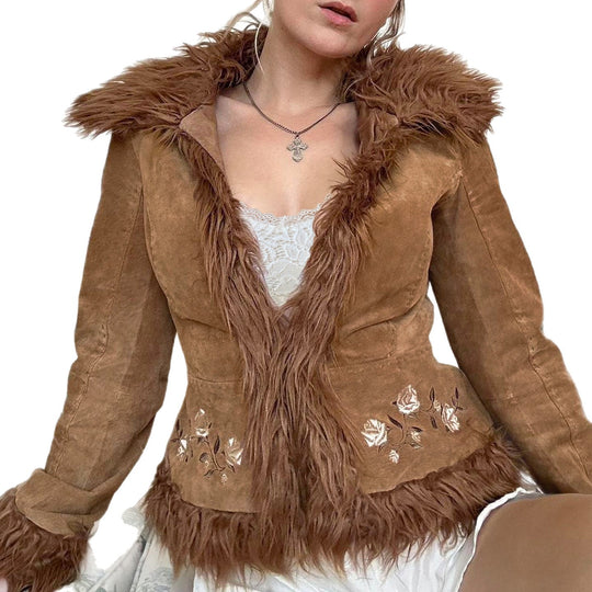 Damen nan bedruckte Bomberjacke mit Kapuze und Kunstfellkragen, elastischen Bündchen und durchgehendem Reißverschluss Shop Nory