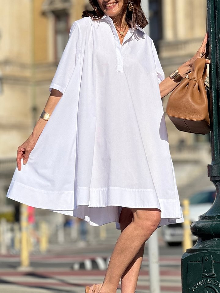 Damen Hemdblusenkleid in A-Linie von