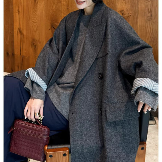 Damen Modischer Oversized Blazer mit doppelter Knopfleiste Shop Nory