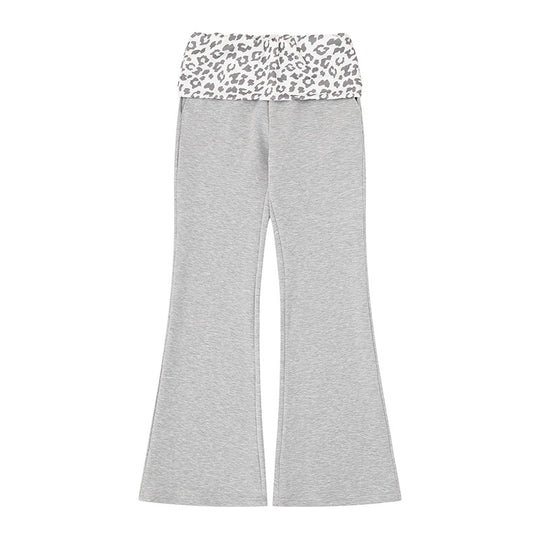 Damen Weite Jersey-Loungehose mit ausgestelltem Schlag und umgeschlagenem Leo-Bund Shop Nory