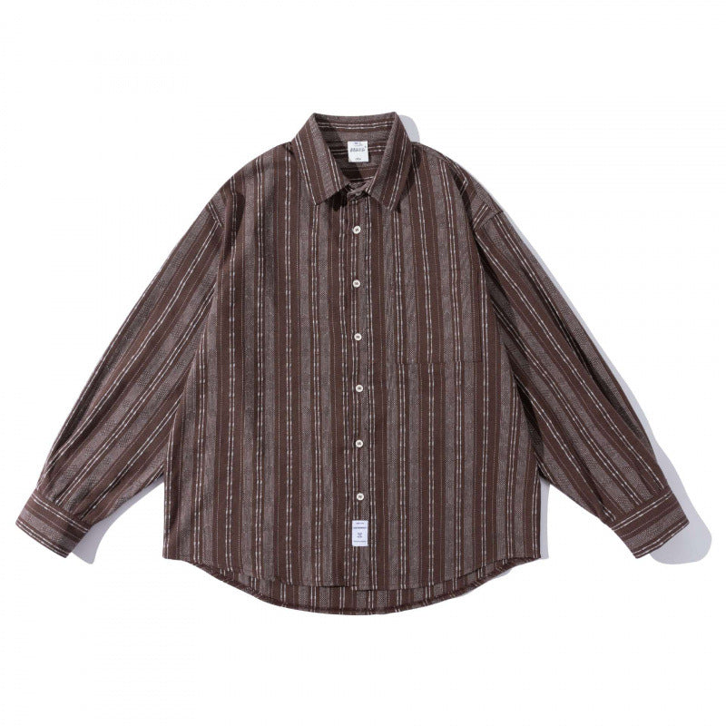 Herren Oversize-Hemd im Boxy-Schnitt mit strukturiertem Streifenmuster und abgerundetem Saum Shop Nory