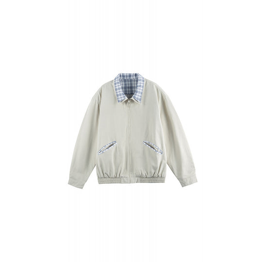 Unisex Leichte Zip‑Überjacke im Boxy‑Cut mit Karokragen und elastischem Saum Shop Nory