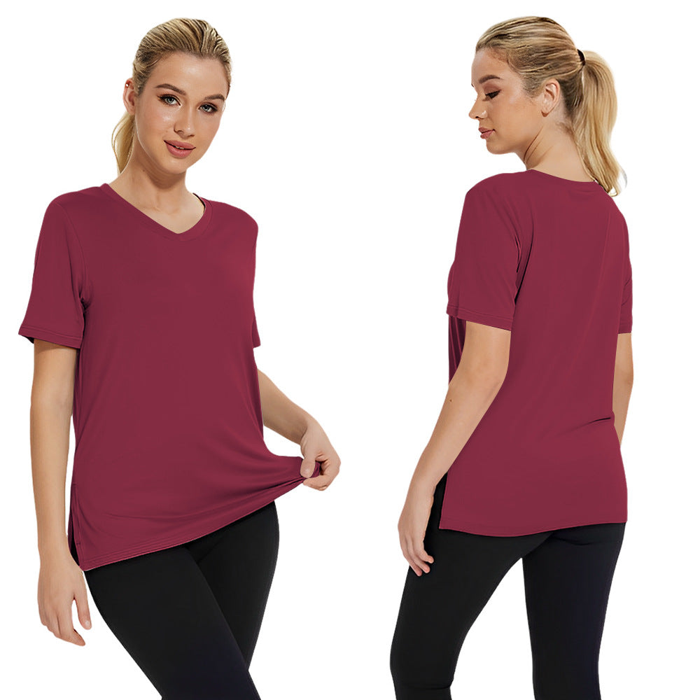 Damen Funktionales V-Ausschnitt Sportshirt mit atmungsaktiver Technologie Shopnory