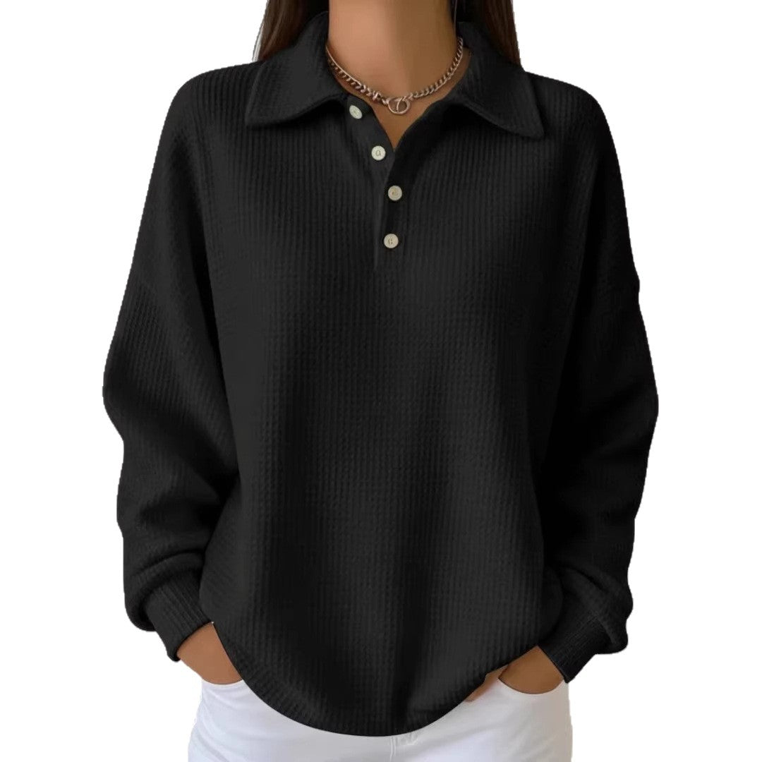 Damen Lässiges Waffel-Pullover
