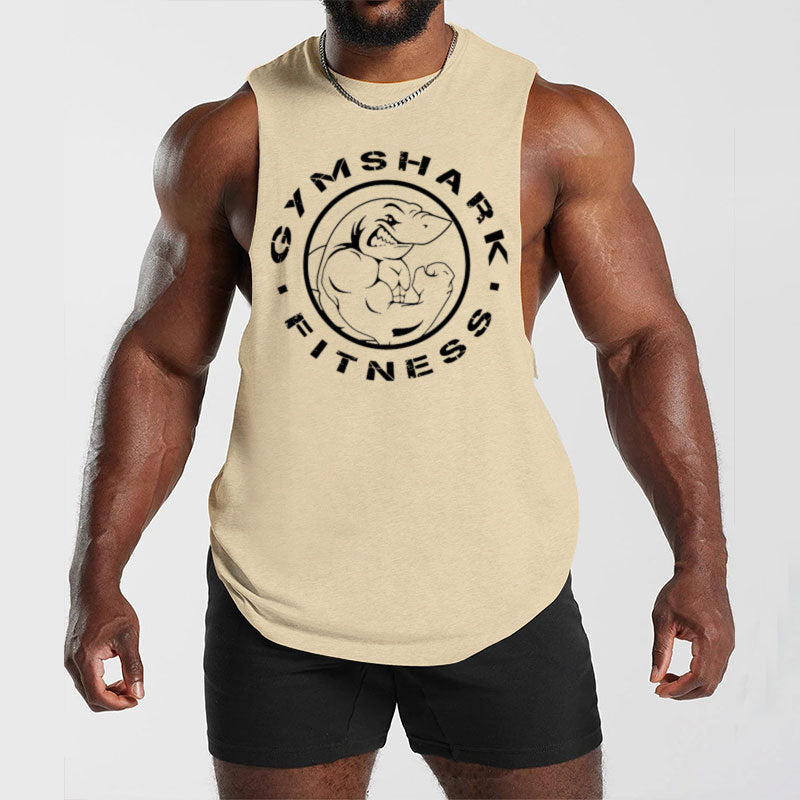 Herren nan ärmelloses Muskelshirt mit extra tiefen Armöffnungen und großem Logodruck