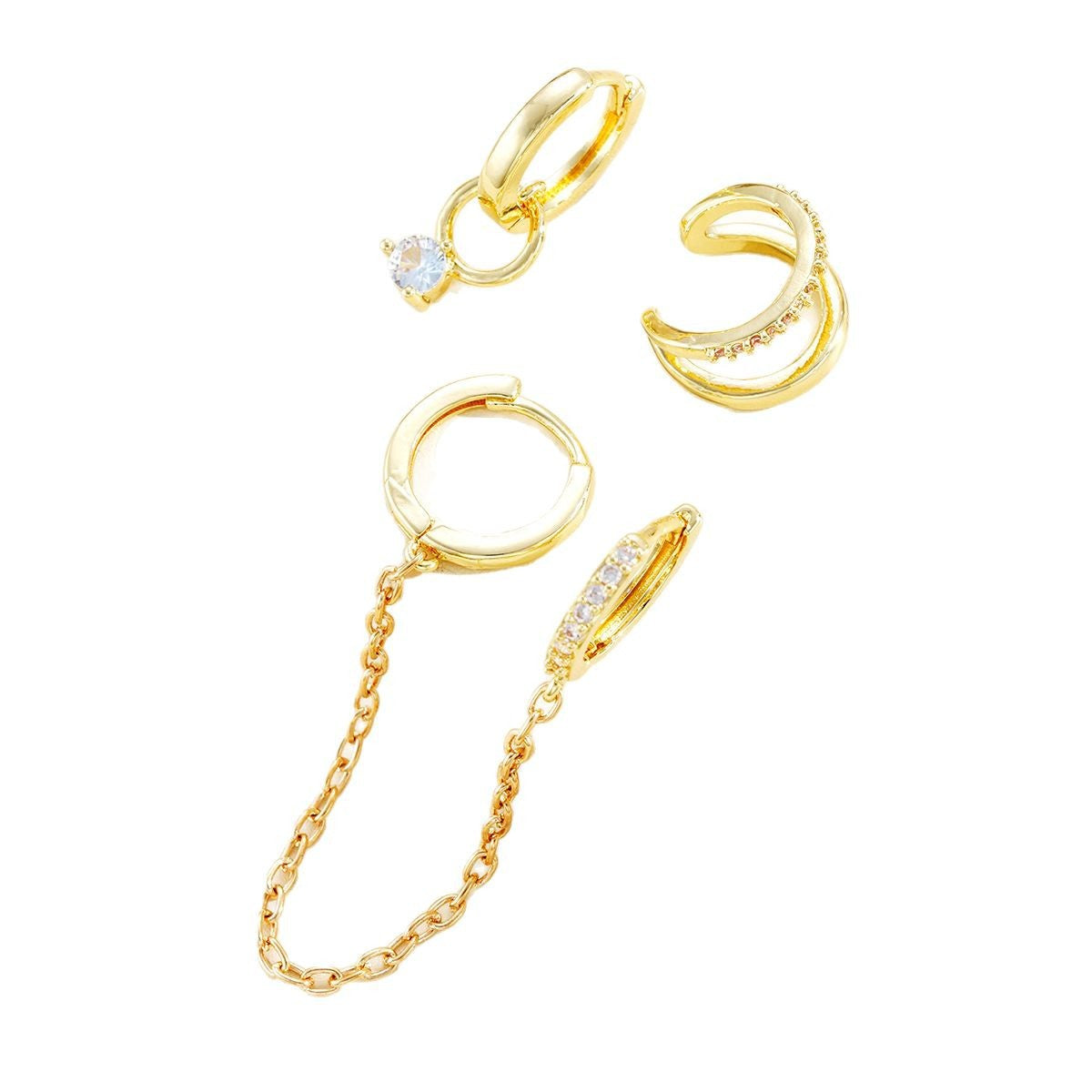 Damen Ohrringe Set mit funkelnden Kristallen und filigranen Ketten Shop Nory