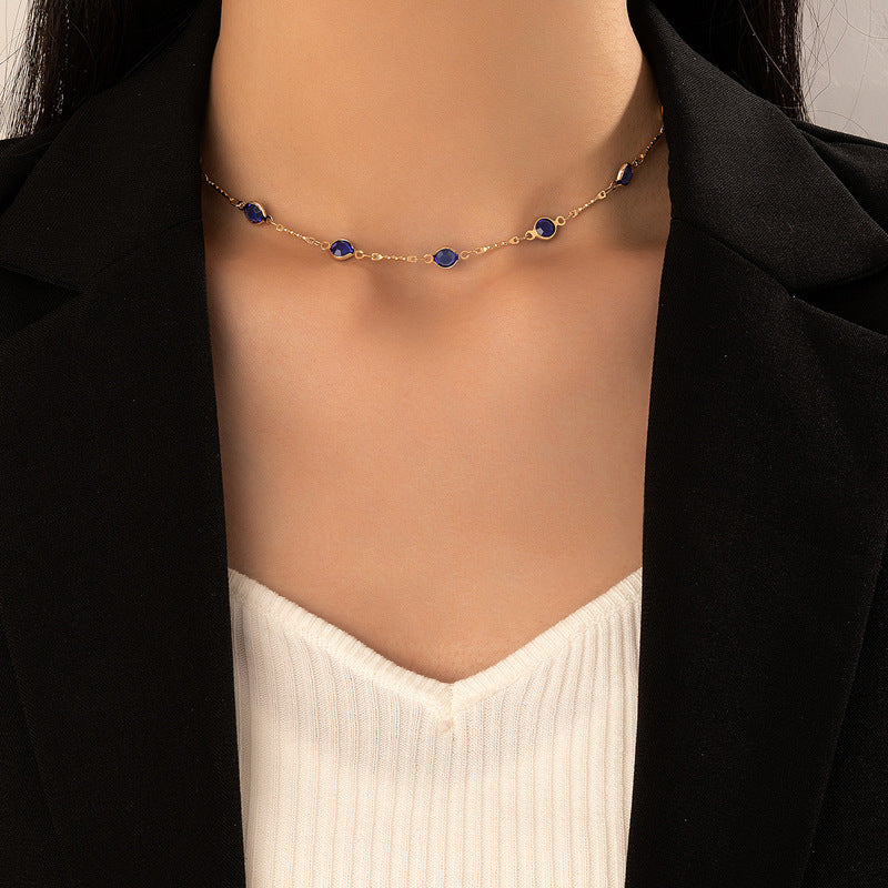 Damen zarte Choker-Halskette mit eleganten Edelsteinen Shop Nory