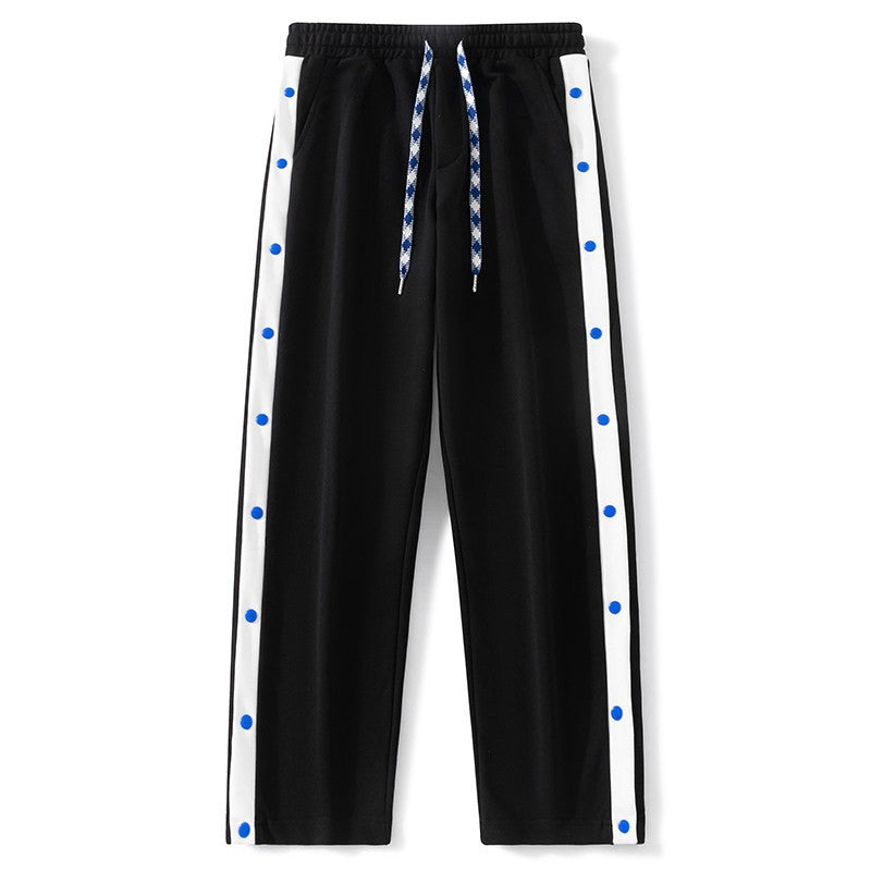 Herren Weite Sweatpants mit seitlichem Druckknopfverschluss, Kordelzug & kontrastierten Einsätzen Shop Nory