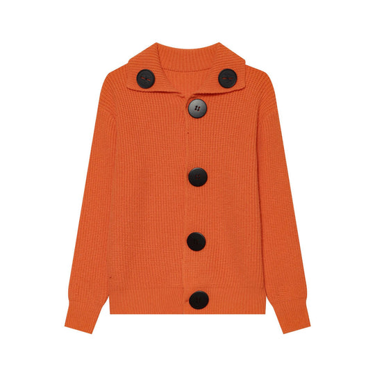 Damen Oversized Grobstrick-Cardigan mit großem Schalkragen und Zierknöpfen Shop Nory