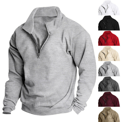 Herren Sportlicher Stehkragenpullover mit Reißverschluss