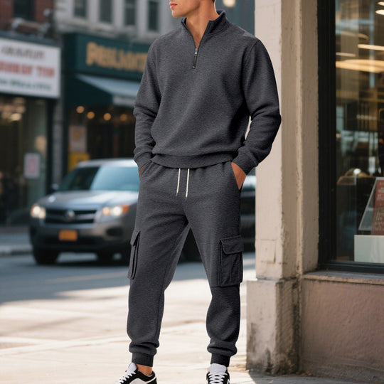 Herren nan kuschelige Cargostil-Jogginghose aus Fleece mit Kordelzug und Aufsatztaschen Shop Nory