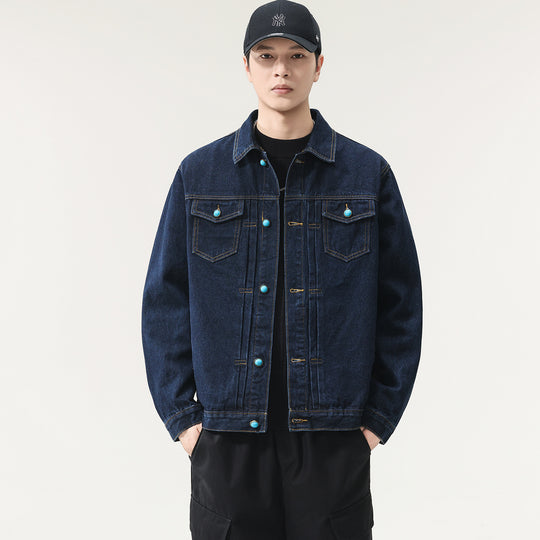 Herren Oversize Denimjacke mit Zierdruckknöpfen und Kastenform Shop Nory
