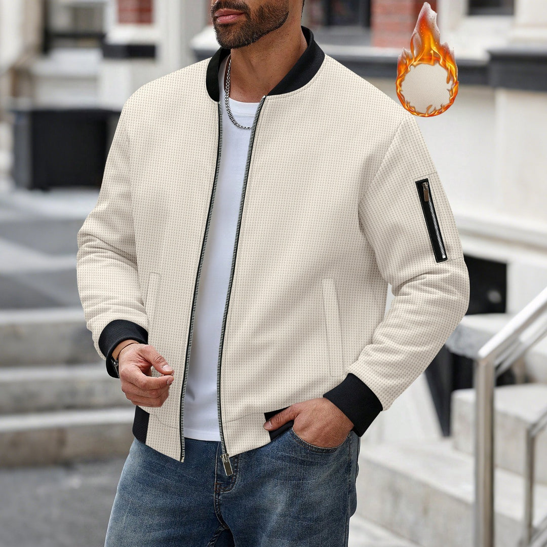 Herren nan leicht wattierte Bomberjacke mit Waffelstruktur, durchgehendem Reißverschluss und Ärmeltasche Shop Nory